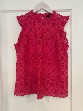 J. Crew Women's Pink Eyelet Lace Sleeveless Top